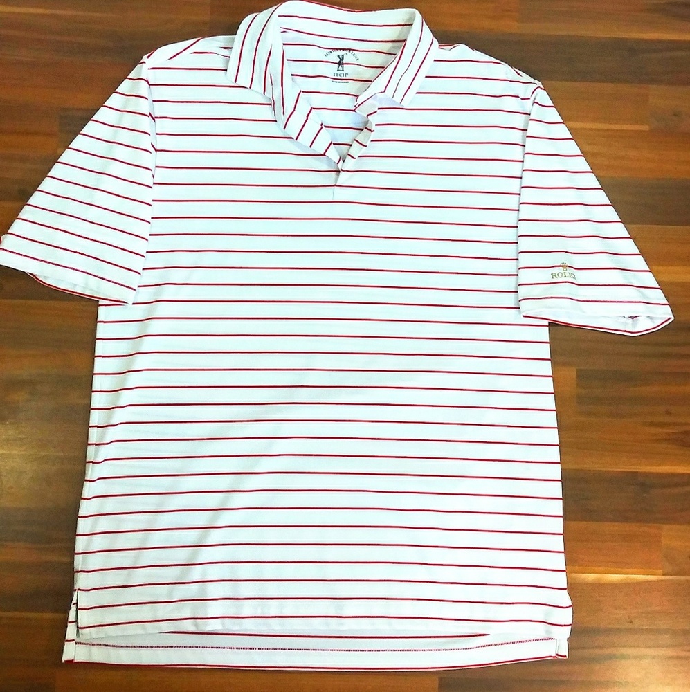 Fairway & Greene Tech XL white & Red striped Polo